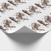 Modern trendy skelet spelen gitaar cadeaupapier (Hoek)