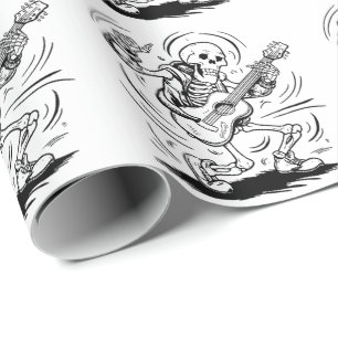 Modern trendy skelet spelen gitaar cadeaupapier