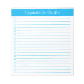 Modern Trendy Sky Blue One Column Checklist Notitieblok (Voorkant)