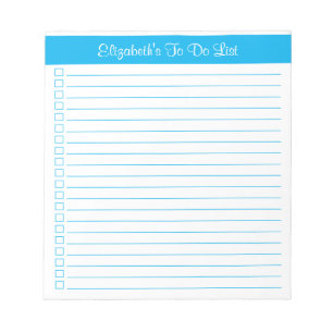 Modern Trendy Sky Blue One Column Checklist Notitieblok