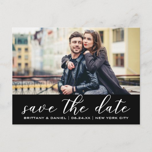 Modern Trendy | Sla de Datum Foto B op Aankondigingskaart (Voorkant)