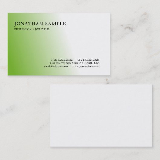 Modern Trendy Smooth Professional Sjabloon Groen Visitekaartje (Voorkant / Achterkant)