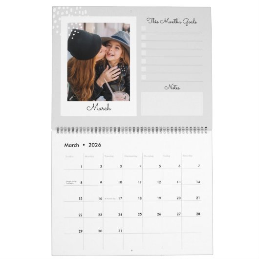 Modern Trendy Snapshot Photo Scrapbooking Collage Kalender (Mar 2026)