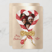 Modern trendy snoepriet Lijst foto kerst Kaart (Voorkant / Achterkant)