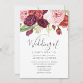 Modern Trendy Spring Autumn Floral Wedding Invite Kaart (Voorkant)