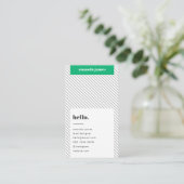 Modern Trendy Stijlvol Groen Diagonaal Stripe Visitekaartje (Staand voorkant)