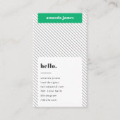 Modern Trendy Stijlvol Groen Diagonaal Stripe Visitekaartje (Voorkant)