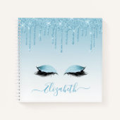 Modern Trendy Stijlvol Manuscript Blauwe Glitter L Notitieboek (Voorkant)