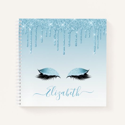 Modern Trendy Stijlvol Manuscript Blauwe Glitter L Notitieboek (Voorkant)