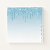 Modern Trendy Stijlvol Manuscript Blauwe Glitter L Notitieboek (Achterkant)