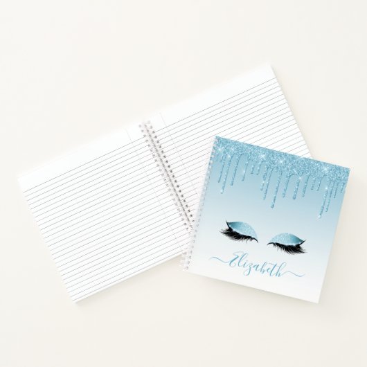 Modern Trendy Stijlvol Manuscript Blauwe Glitter L Notitieboek (Binnen)