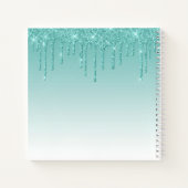 Modern Trendy Stijlvol Manuscript Blauwgroen Glitt Notitieboek (Achterkant)