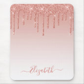 Modern Trendy Stijlvol Manuscript Glitter Roos Gol Muismat (Voorkant)