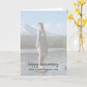 Modern trendy stijlvol script foto Jubileum Kaart (Gele Bloem)