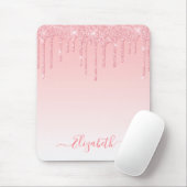 Modern Trendy Stijlvol script Roze Blush Glitter Muismat (Met muis)