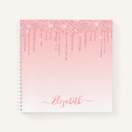 Modern Trendy Stijlvol script Roze Blush Glitter Notitieboek
