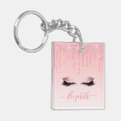 Modern Trendy Stijlvolle Roze Lashes Sleutelhanger (Voorkant Links)