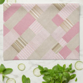 Modern trendy striped Patchwork Quilt roze beige Theedoek (Gevouwen)