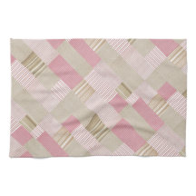 Modern trendy striped Patchwork Quilt roze beige