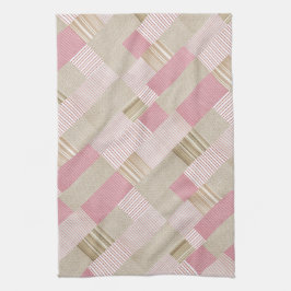 Modern trendy striped Patchwork Quilt roze beige Theedoek