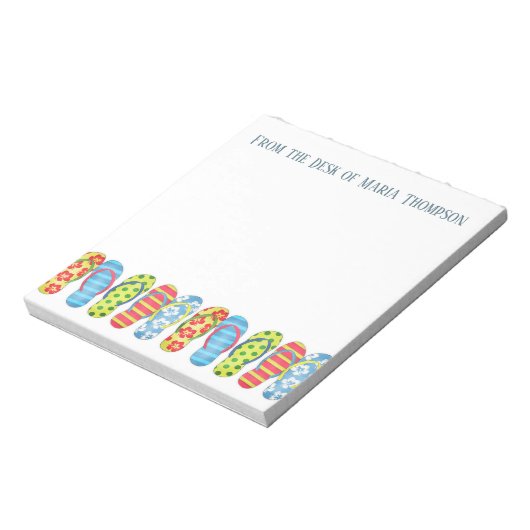 Modern Trendy Stylish Beach Summer Teenslippers Notitieblok (Linkerzijde)