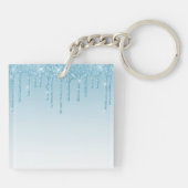 Modern Trendy Stylish Blue Glitter Lashes Sleutelhanger (Achterkant)