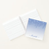 Modern Trendy Stylish Script Dusty Blue Glitter Notitieboek (Binnen)