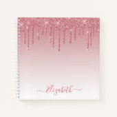 Modern Trendy Stylish Script Dusty Pink Glitter Notitieboek (Voorkant)