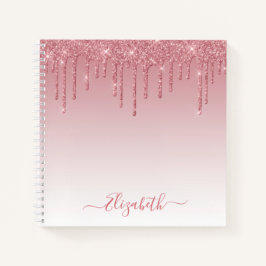 Modern Trendy Stylish Script Dusty Pink Glitter Notitieboek