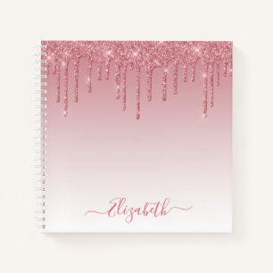Modern Trendy Stylish Script Dusty Pink Glitter Notitieboek