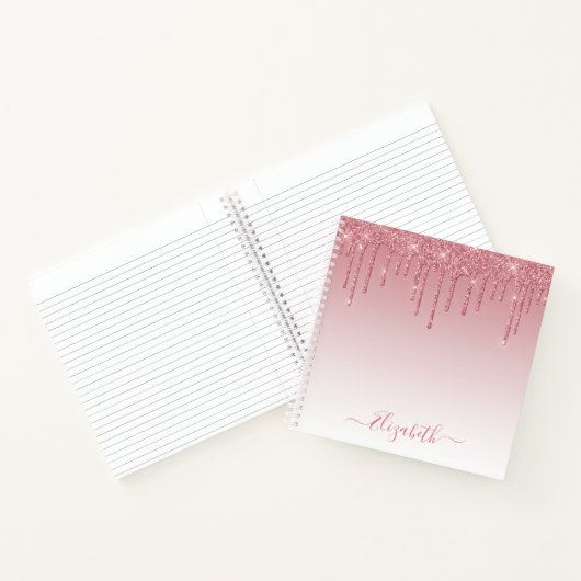 Modern Trendy Stylish Script Dusty Pink Glitter Notitieboek (Binnen)