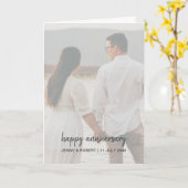 Modern Trendy Stylish Script Photo Anniversary Kaart (Gele Bloem)