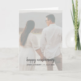 Modern Trendy Stylish Script Photo Anniversary Kaart
