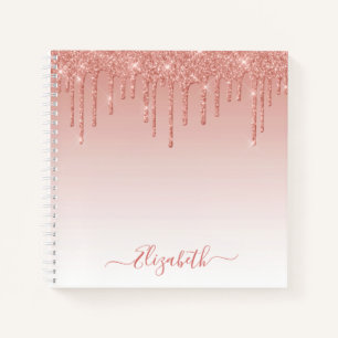 Modern Trendy Stylish Script Roos Gold Glitter Notitieboek