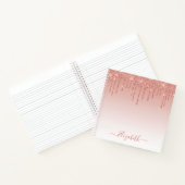 Modern Trendy Stylish Script Roos Gold Glitter Notitieboek (Binnen)