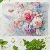 Modern Trendy Stylish Watercolor Flowers Theedoek (Gevouwen)