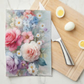 Modern Trendy Stylish Watercolor Flowers Theedoek (Quarter Fold)