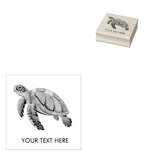 Modern Trendy Summer Sea Turtle Ocean Nautical Rubberstempel (Gestempeld)