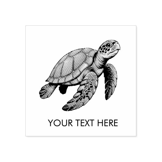 Modern Trendy Summer Sea Turtle Ocean Nautical Rubberstempel (Afrduk)