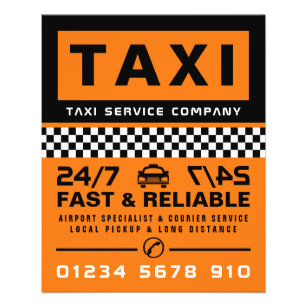 Modern & Trendy, Taxi Cab Firma met Prijslijst Flyer