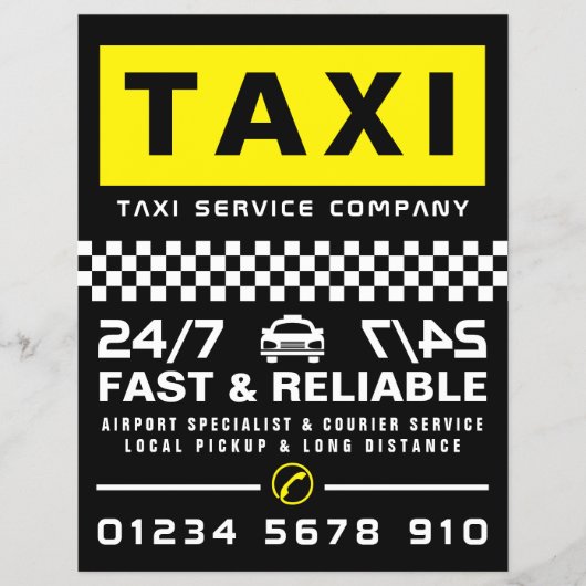 Modern & Trendy, Taxi Onderneming met Prijslijst Flyer (Voorkant)