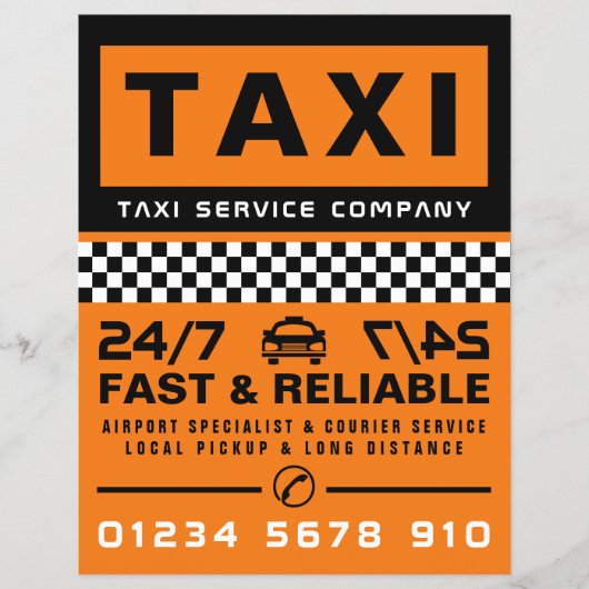Modern & Trendy, Taxi Onderneming met Prijslijst Flyer (Voorkant)