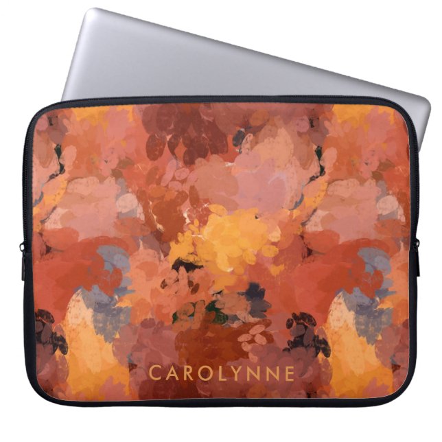 Modern Trendy Terracotta Rust Oranje Brown Laptop Sleeve (Voorkant)