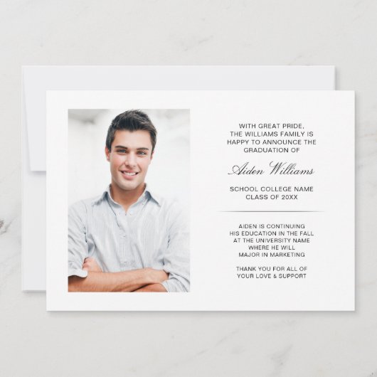 Modern Trendy Transparant High Tech Photo Afstudee Aankondiging (Achterkant)