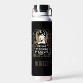 Modern Trendy Typografie Quote Zwart Goud Waterfles (Achterkant)