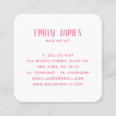 Modern Trendy Unieke Professional Nail Spa Salon Vierkante Visitekaartje (Achterkant)