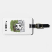 Modern trendy Voetbal Football gepersonaliseerd Bagagelabel (Voorkant horizontaal)