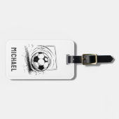 Modern trendy Voetbal Football gepersonaliseerd Bagagelabel (Voorkant horizontaal)