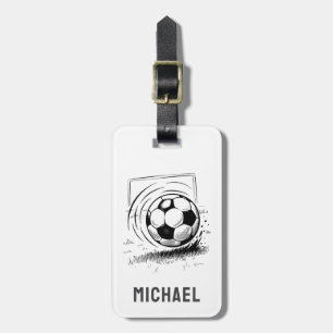 Modern trendy Voetbal Football gepersonaliseerd Bagagelabel