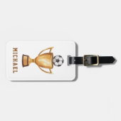 Modern trendy Voetbal Football gepersonaliseerd Bagagelabel (Voorkant horizontaal)